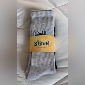 Disney Stitch Blue and Gray Crew Socks Size 10-13 Men’s